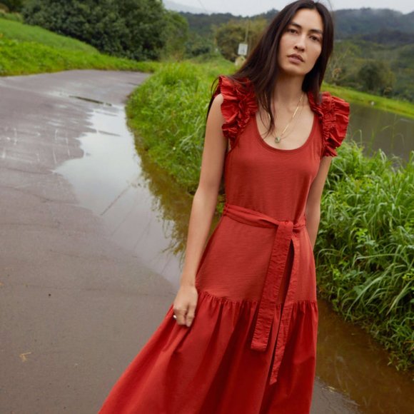 NWT Nation LTD Everly Frilly dress - medium in cayenne - Picture 2 of 7